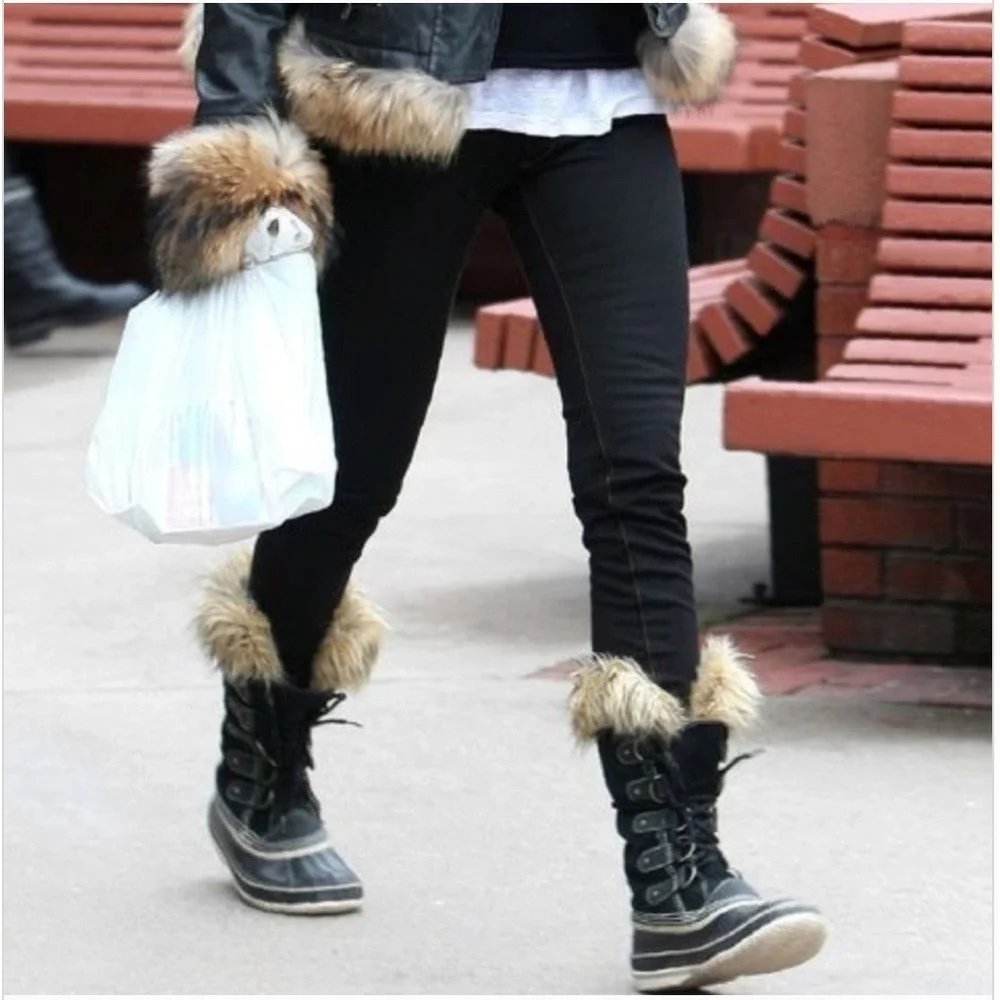 Sorel Joan of Arctic Black Waterproof Winter Snow Boots Faux Fur Trim Size 9